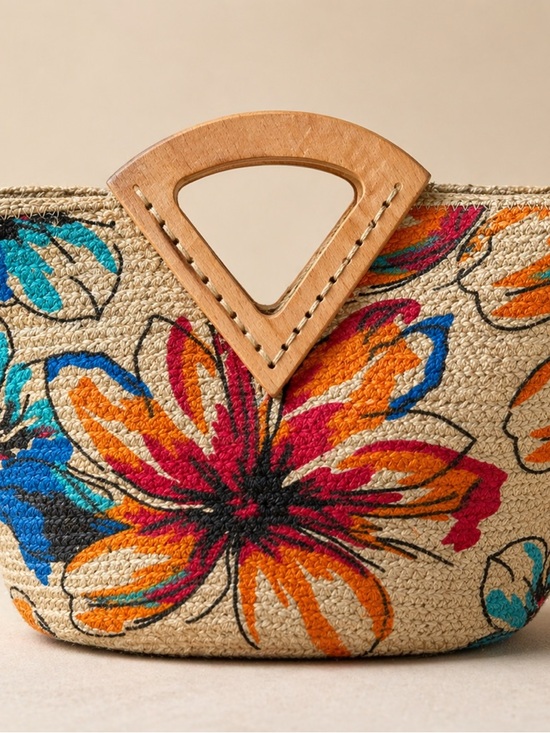 Ankit Kraft Handbags - Floral Printed Jute Bag NWT